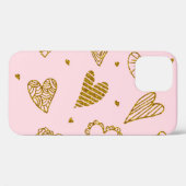 Gouden glitterharten: roze achtergrondpatroon Case-Mate iPhone case (Achterkant (horizontaal))