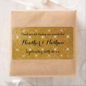 Gouden glitterij bruiloft wijn of waterfles etiket (Insitu)