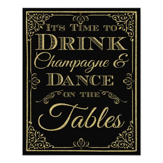 gouden glitterij en zwarte dans bruiloft foto afdruk (Voorkant)