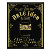 gouden glitterij en zwarte datum jar bruiloft foto afdruk (Voorkant)