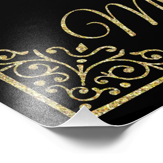 gouden glitterij en zwarte datum jar bruiloft foto afdruk (Hoek)