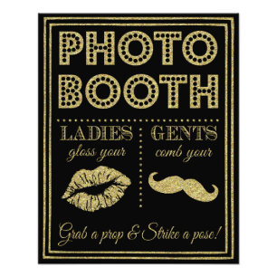 gouden glitterij en zwarte foto's trouwbord foto afdruk