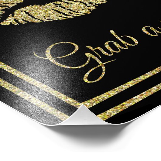 gouden glitterij en zwarte foto's trouwbord foto afdruk (Hoek)