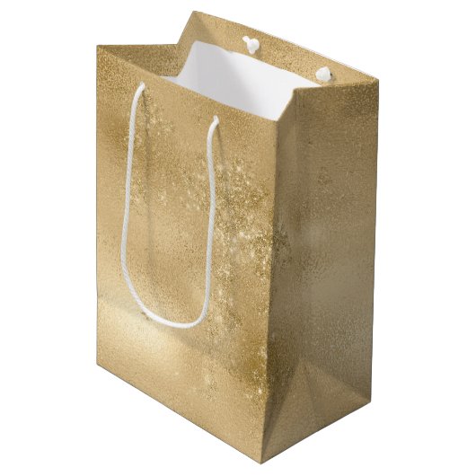 Gouden Glitterij Sparkle Medium Cadeauzakje (Voorkant Gekanteld)