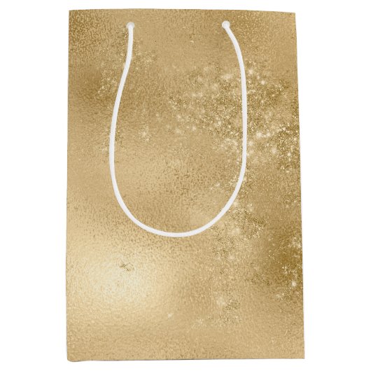Gouden Glitterij Sparkle Medium Cadeauzakje (Voorkant)
