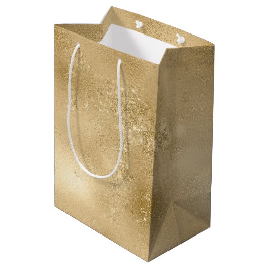 Gouden Glitterij Sparkle Medium Cadeauzakje (Achterkant Gekanteld)