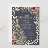 Gouden Glitterjurk, Frame Vlinder Bloem Kaart (Voorkant)