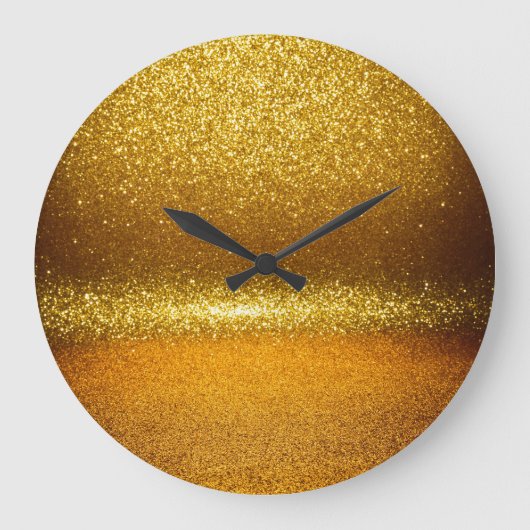Gouden glitterlichten, vintage kersttextuur. grote klok (Voorkant)