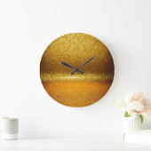 Gouden glitterlichten, vintage kersttextuur. grote klok (Huis)
