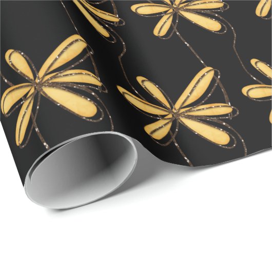 gouden glittermaaltijd in zwart cadeaupapier (Rol Hoek)