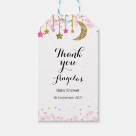 Gouden glittermaan Modern Dank u Label. Cadeaulabel