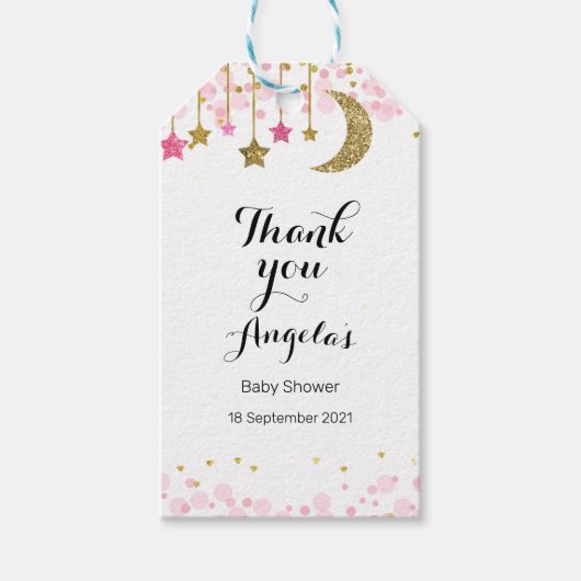 Gouden glittermaan Modern Dank u Label. Cadeaulabel (Voorkant)