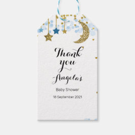 Gouden glittermaan Modern Dank u Label. Cadeaulabel