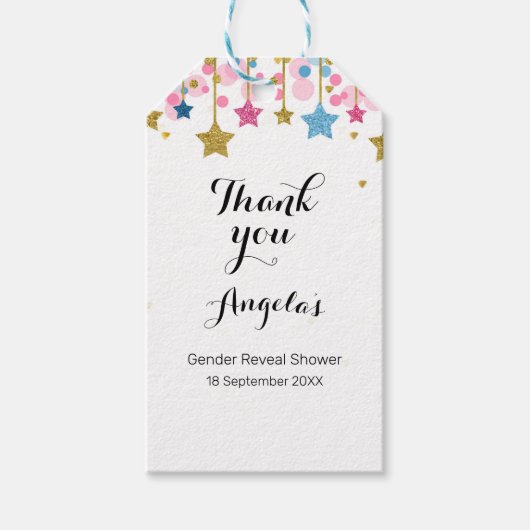 Gouden glittermaan Modern Dank u Label. Cadeaulabel (Voorkant)