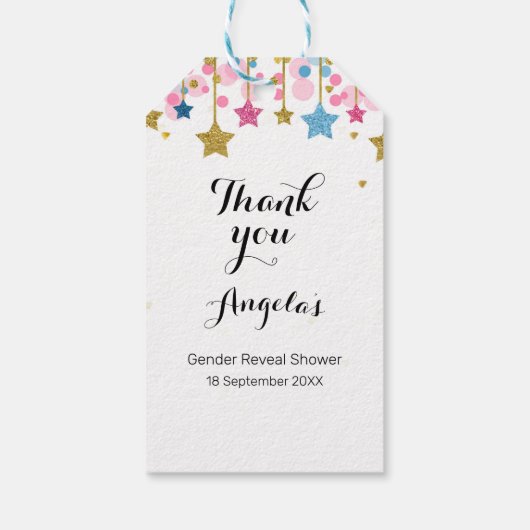 Gouden glittermaan Modern Dank u Label. Cadeaulabel (Achterkant)