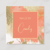 Gouden glitterpastel waterverf wash QRcode Vierkante Visitekaartje (Voorkant)