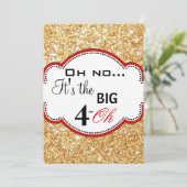 Gouden glitterprint over de heuvel 40e verjaardag kaart (Staand voorkant)