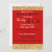 Gouden glitterprint over de heuvel 40e verjaardag kaart (Achterkant)