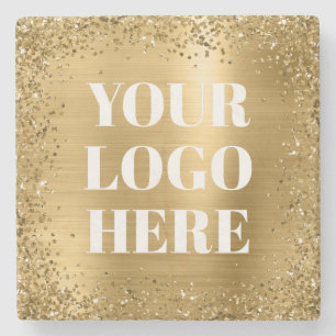 Gouden Glitterrand en Folie Logo Stenen Onderzetter