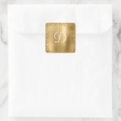 Gouden Glitterrand en Folie Monogram Vierkante Sticker (Tas)