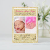 Gouden Glitters - 3x5 Geboorteaankondiging Aankondiging (Staand voorkant)