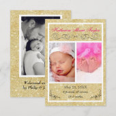 Gouden Glitters - 3x5 Geboorteaankondiging Aankondiging (Voorkant / Achterkant)