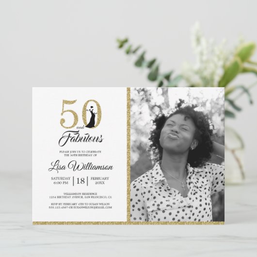 Gouden Glitters 50 Fantastisch 50e Verjaardagsfees Kaart (Staand voorkant)