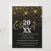 gouden glitters afstudeer uitnodiging (Voorkant)