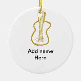 Gouden glitters akoestische gitaar naam krabbel keramisch ornament