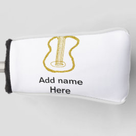 Gouden glitters akoestische gitaar naam toevoegen  golfheadcover