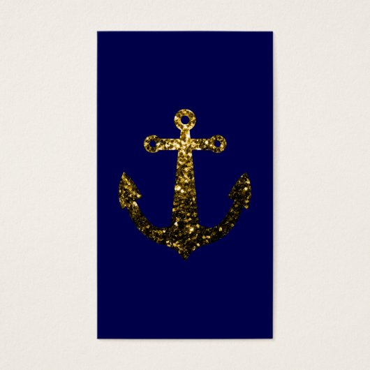 Gouden glitters Anker marineblauwe visitekaart Visitekaartje (Voorkant)
