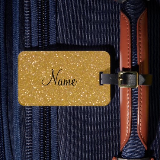 Gouden glitters bagagelabel met namaak glinsterend (Voorkant Insitu 4)