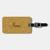 Gouden glitters bagagelabel met namaak glinsterend (Voorkant horizontaal)
