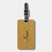 Gouden glitters bagagelabel met namaak glinsterend (Voorkant verticaal)