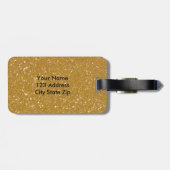 Gouden glitters bagagelabel met namaak glinsterend (Achterkant horizontaal)
