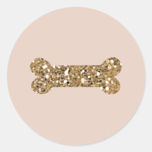 Gouden Glitters Beige Blush Huisdier Puppy Hond Bo Ronde Sticker