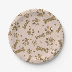 Gouden Glitters Beige Blush Poot Bot Hond Puppy Papieren Bordje