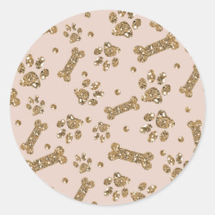 Gouden Glitters Beige Blush Poot Bot Puppies Honde Ronde Sticker