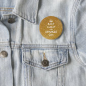 Gouden glitters blijf kalm en fonkel op knopen ronde button 5,7 cm (In situ)