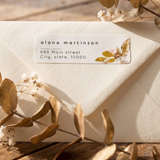 Gouden glitters bloem bruiloft retouradres label