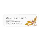 Gouden glitters bloem bruiloft retouradres label (Voorkant)