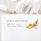 Gouden glitters bloem retouradreslabel etiket (Insitu)