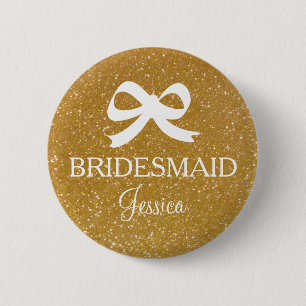 Gouden glitters bruidsmeisje knoop voor trouwfeest ronde button 5,7 cm