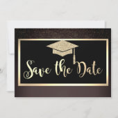 Gouden glitters confetti bruine grad save the date (Voorkant)