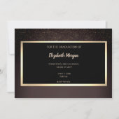 Gouden glitters confetti bruine grad save the date (Achterkant)