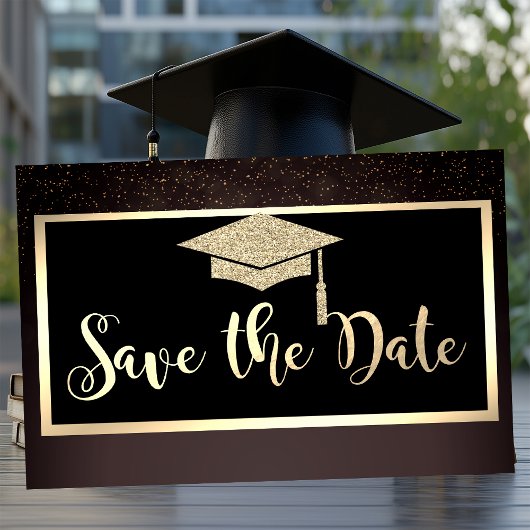 Gouden glitters confetti bruine grad save the date