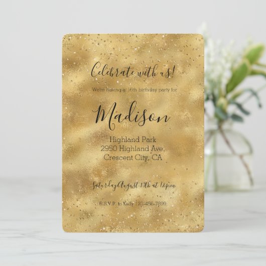 Gouden glitters confetti glans   kaart (Staand voorkant)