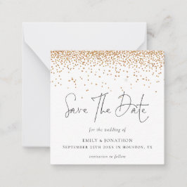Gouden glitters Confetti Trouw Save The Date Notitiekaartje