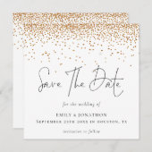 Gouden glitters Confetti Trouw Save The Date Notitiekaartje (Voorkant / Achterkant)