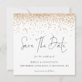 Gouden glitters Confetti Trouw Save The Date Notitiekaartje (Voorkant)